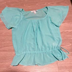 Forever 21 Sheer Flutter Sleeve Top